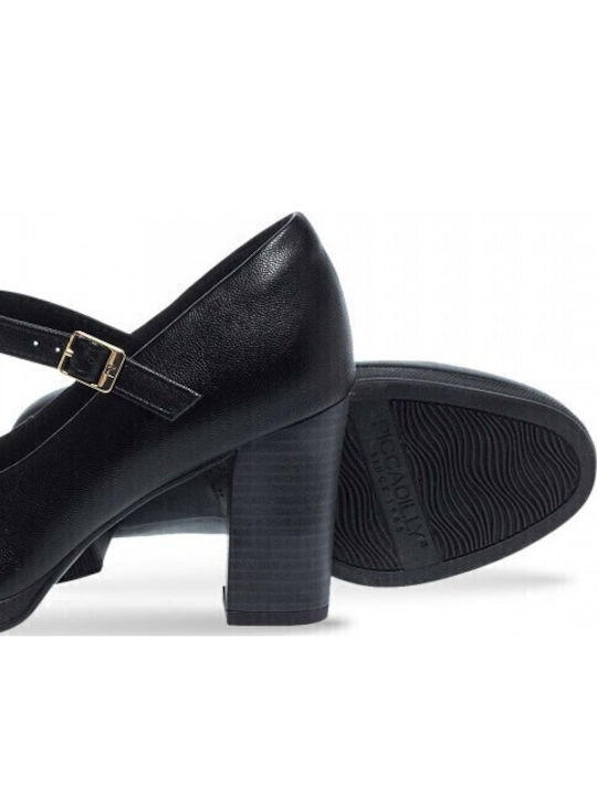 Pumps mit Riemchen & mittelhoher Absatz Schwarz