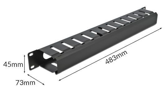 Powertech Cable Management Netw-0028 Rack 19"/1u Μεταλλικό Μαύρο Netw-0028