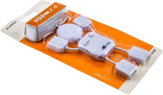 Hub 4 Θυρών USB 2.0 με σύνδεση USB-A Λευκό
