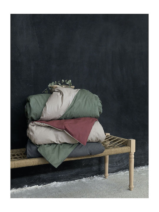 Nima Bettbezug Baumwolle Einzelbett 160x240 Colors Camel Beige / Sage Green