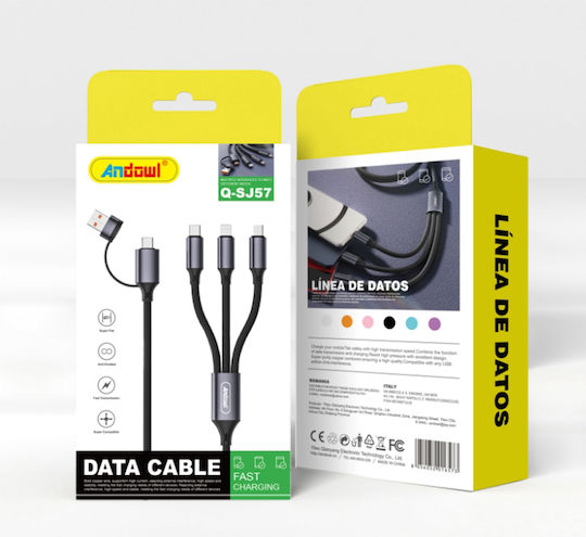 Andowl Καλώδιο Data Fast Charging Usb-a/type-c Type-c Lightning Micro Usb Q-sj57