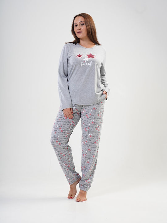 Vienetta Secret Winter Women's Pyjama Set Cotton Grey