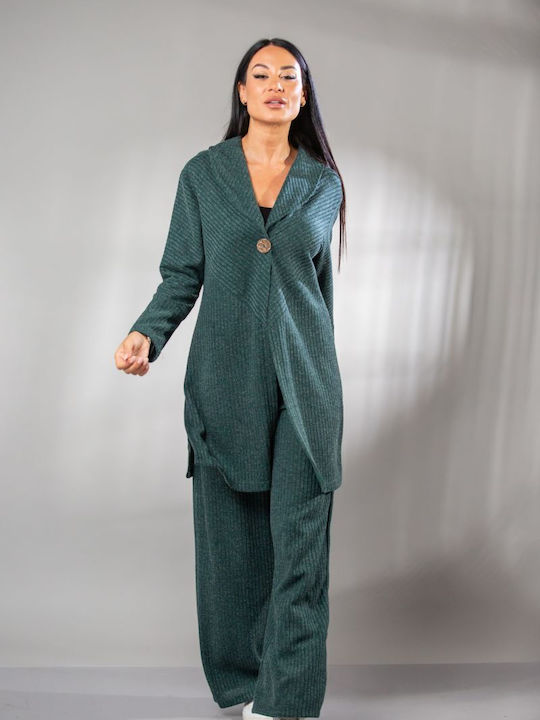 Boutique Women's Knitted Cardigan with Buttons green