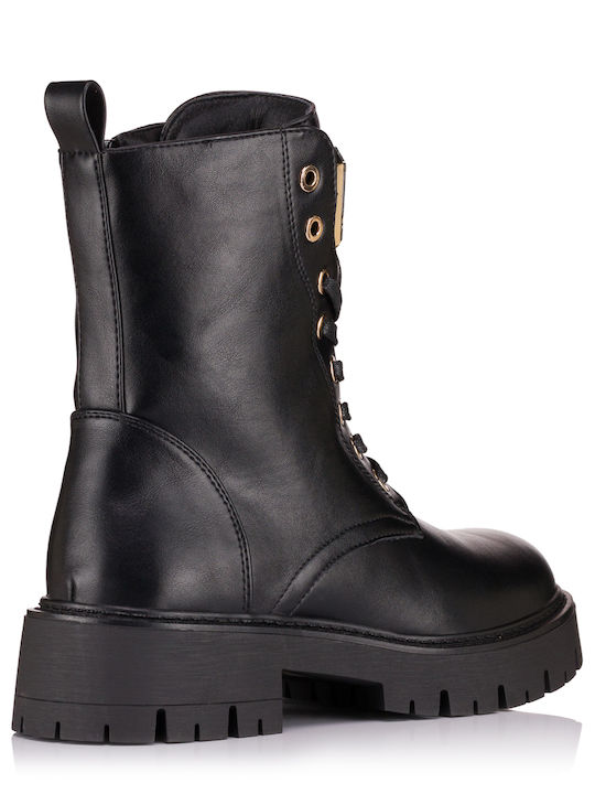 Leder Stiefeletten Damen Schwarz