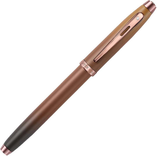 Sheaffer Πένα Γραφής Medium Καφέ από Ατσάλι με Μπλε Μελάνι
