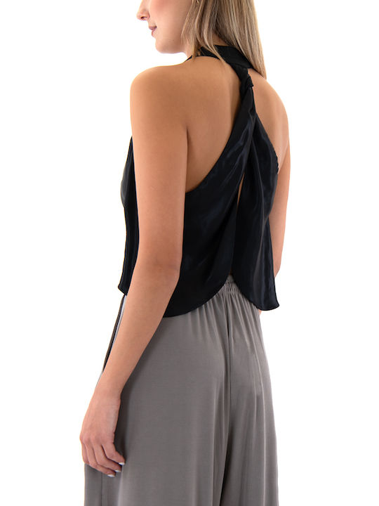 Γυναικείο Crop Top Αμάνικο Μαύρο