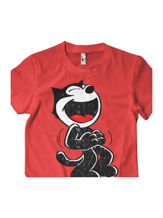 Paperinos Hand Drawn Felix The Cat T-shirt Κόκκινο Βαμβακερό