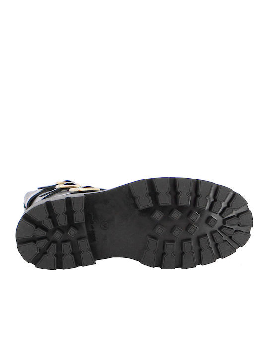 Leder Stiefeletten Damen Schwarz