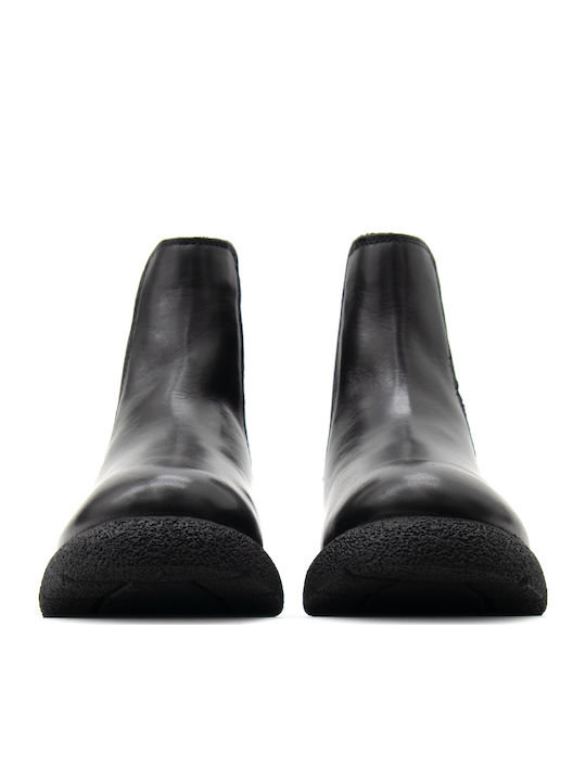 Leder Damen Chelsea-Stiefel Schwarz