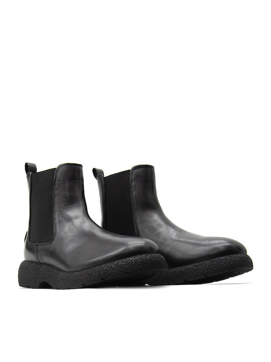 Leder Damen Chelsea-Stiefel Schwarz
