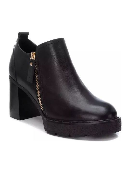 Leder Stiefeletten Damen Schwarz