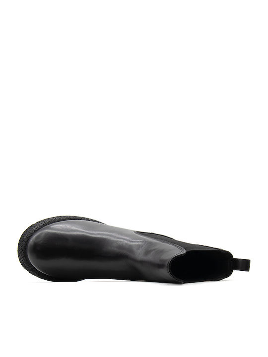 Leder Damen Chelsea-Stiefel Schwarz