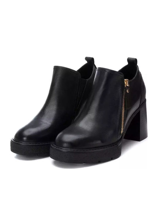 Leder Stiefeletten Damen Schwarz