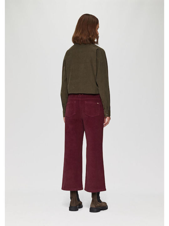 Red Label Women's Fabric Trousers Burgundy