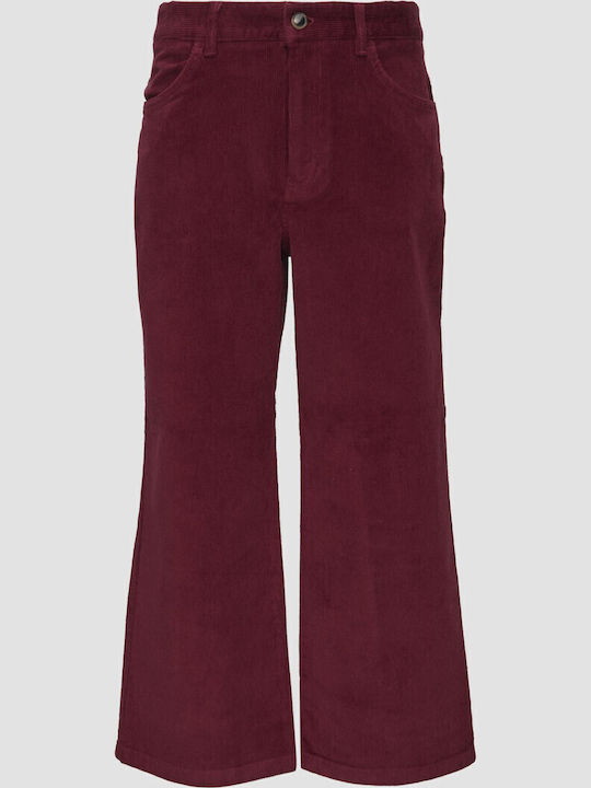 Red Label Women's Fabric Trousers Burgundy
