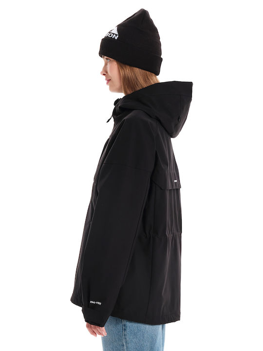 Women's Short Lifestyle Jacket for Winter with Hood Black