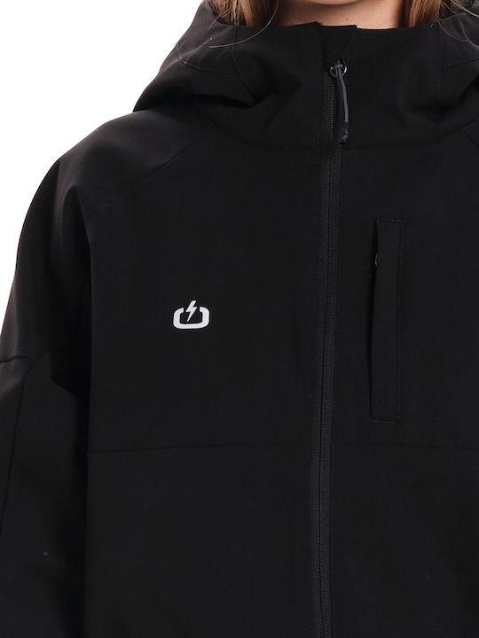 Women's Short Lifestyle Jacket for Winter with Hood Black