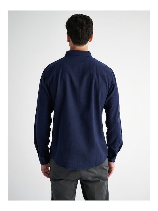 Cesar Langarmhemd in Marineblau mit normaler Passform