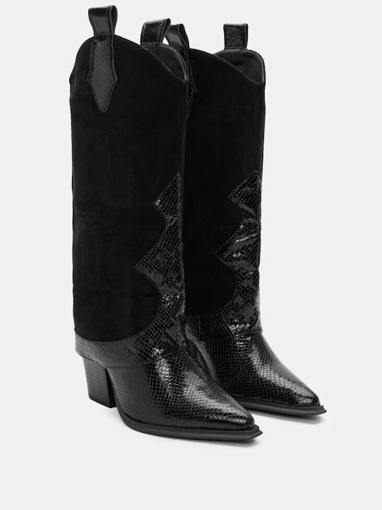 Luigi Women's Boots Cowboy with High Heel Black