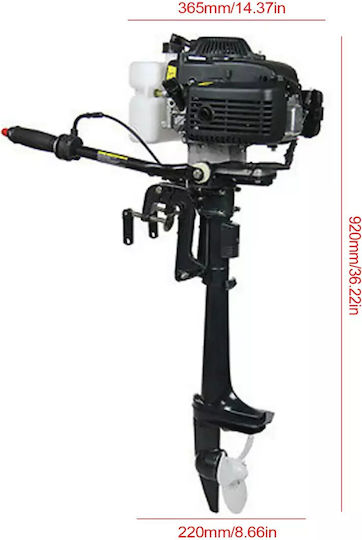 Outboard Motor 4 Hp Power Air Cooling System Black