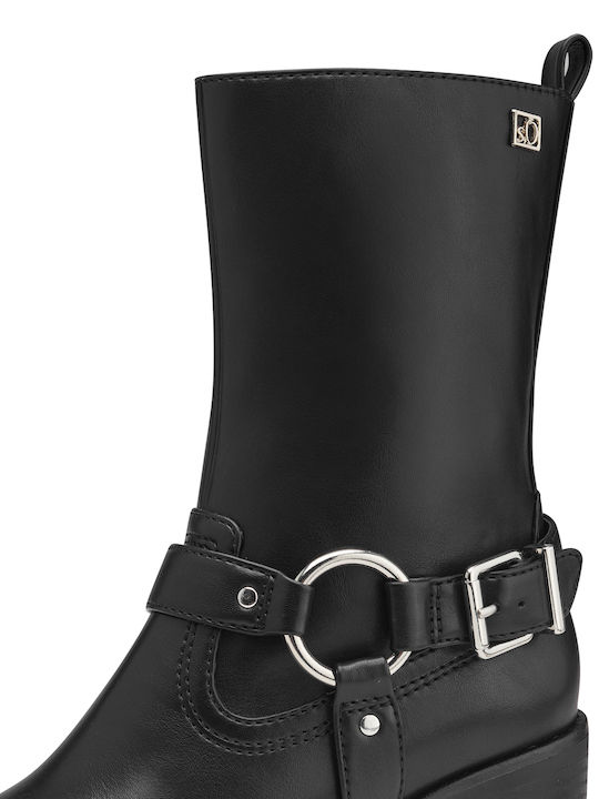 Leder Stiefeletten Damen Schwarz