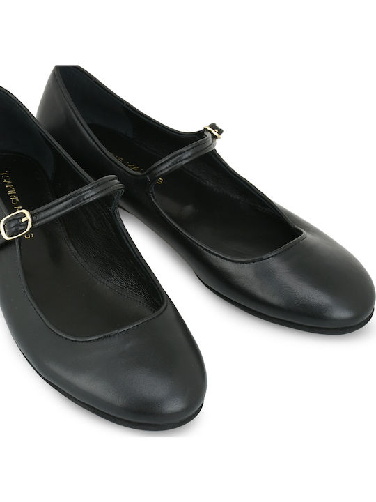 Leder Damen Ballerinas Schwarze