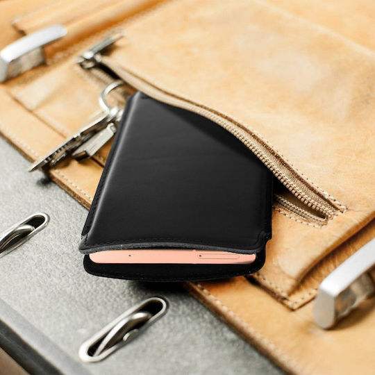 Smartphone-Geldbörse bis zu 6,4" italienisches Leder Soft-Touch-Innenfutter schlank schwarz