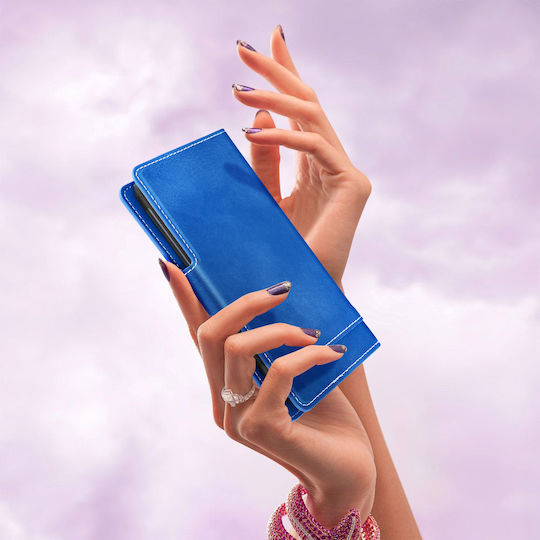 Schlanke Hülle Flip Book Cover Stand Wallet Case 5,5'' 6'' Smartphones Blau