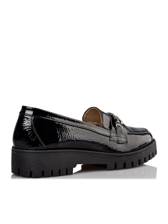 Patent Leather Women's Loafers in Black Color
