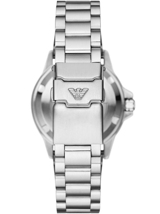 Emporio Armani Ανδρικό Ρολόι 42mm Αυτόματο με Ασημί Μεταλλικό Μπρασελέ