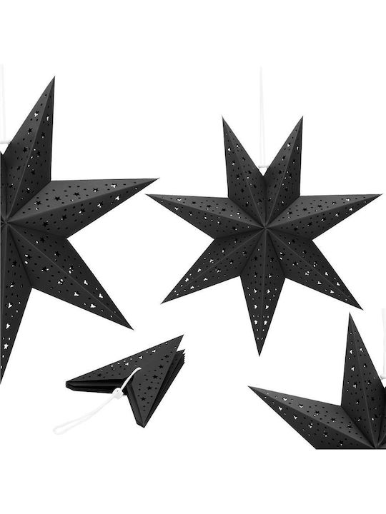Crăciunesc Decorativ Suspendata Stea Hârtie Negru 3x3buc 1buc