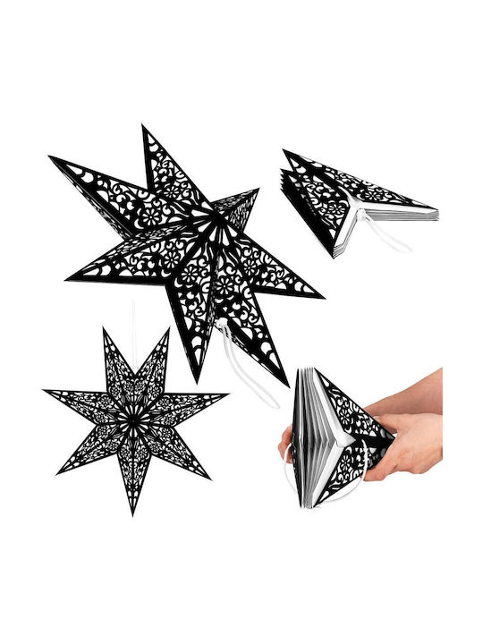 Crăciunesc Decorativ Suspendata Stea Hârtie Negru 3x3buc 1buc