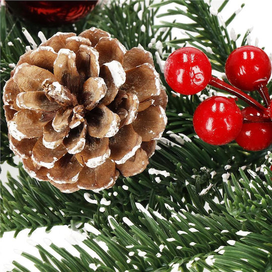 Crăciun Decorativ Plastic Coroană de flori cu lumină LED Pe baterii cu Diametru 50cm.