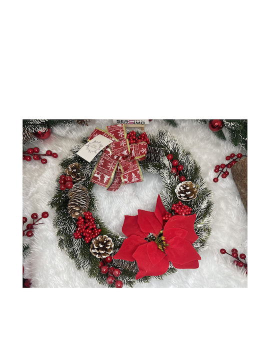 Crăciun Decorativ Plastic Coroană de flori cu lumină LED Pe baterii cu Diametru 40cm.