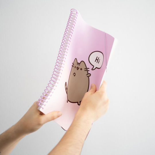 Pusheen Φάκελος Διαφανής με Λάστιχο και Αυτιά για Χαρτί A4 Ροζ