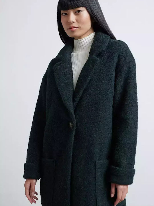 Damen Grün Mantel Oversized mit Knöpfen