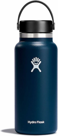 Hydro Flask Wide Mouth Flex Cap Bottle Thermos Stainless Steel BPA Free 946ml Indigo