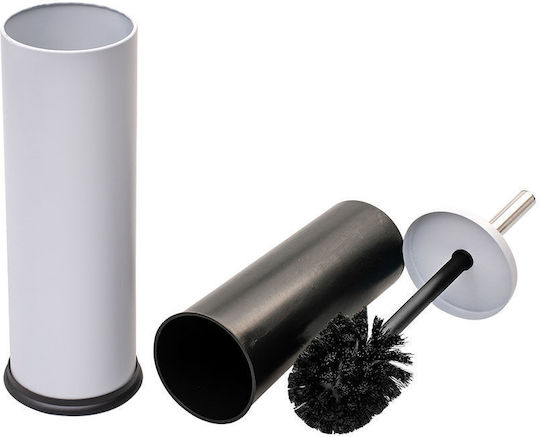 Homely Classic Metallic Toilet Brush and Basket Set Soft Close 5lt White