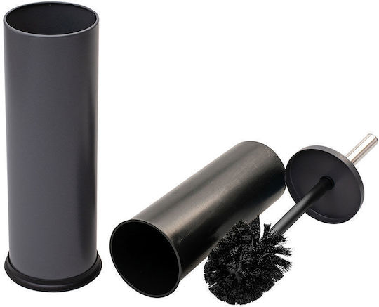 Estia Classic Metallic Bathroom Brush and Trash Can Set Soft Close 5l Gray