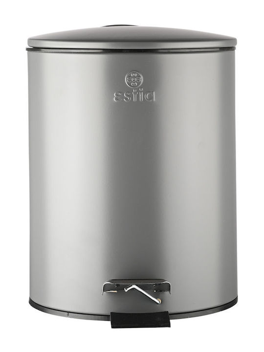 Estia Classic Metallic Bathroom Brush and Trash Can Set Soft Close 5l Gray