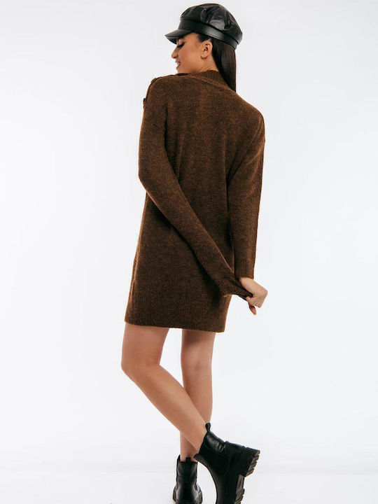Mini Shirt Dress Knitted Brown