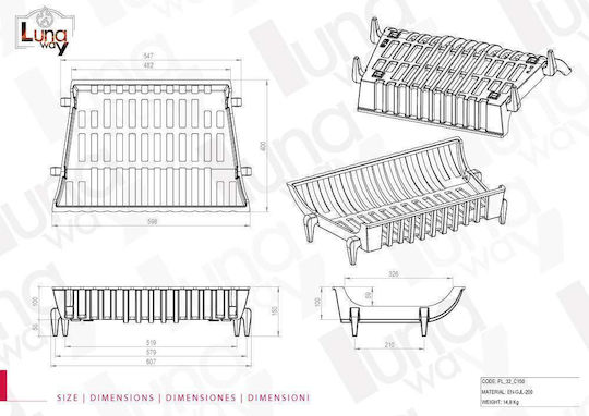 Lunaway Cast Iron Fireplace Grate 48x40cm