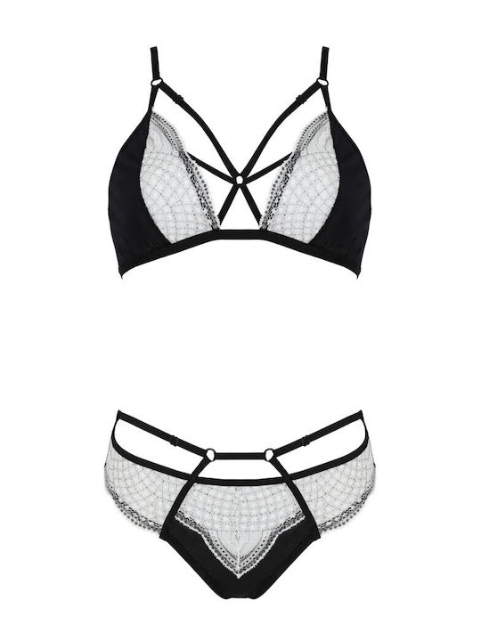 Avanua Lace Underwear Set with Bra & Slip Black