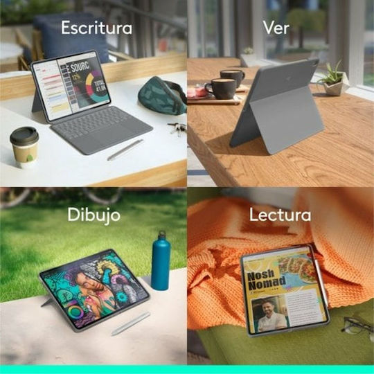 Logitech Combo Touch Flip Cover με Πληκτρολόγιο στα Ισπανικά Γκρι