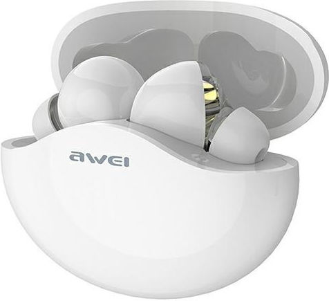 Awei T12 In ear Bluetooth хендсфри Слушалки с Кутийка за Зареждане Бял