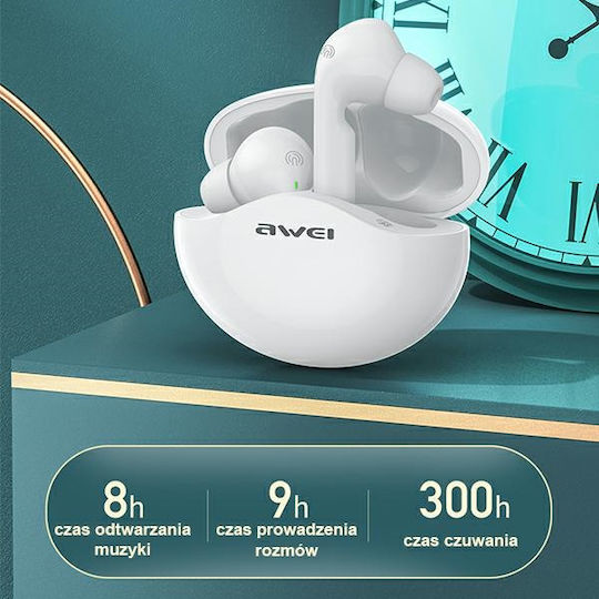 Awei T12 In ear Bluetooth хендсфри Слушалки с Кутийка за Зареждане Бял