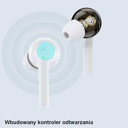 Awei T12 In ear Bluetooth хендсфри Слушалки с Кутийка за Зареждане Бял