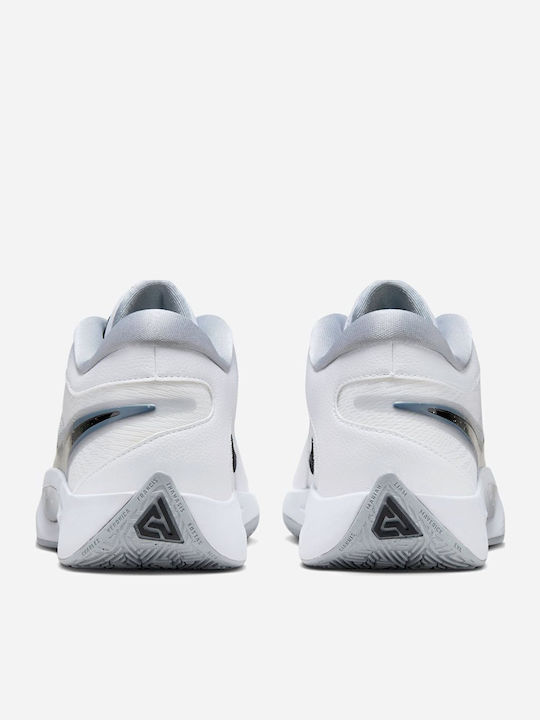 Giannis Freak 6 Niedrig Basketballschuhe White / Wolf Grey / Black