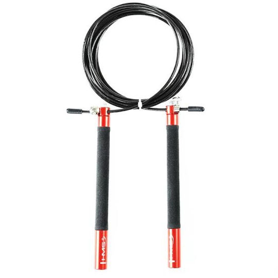 HMS Wire / PVC Adjustable Jump Rope with Ball Bearings Black Sk54 1.94m