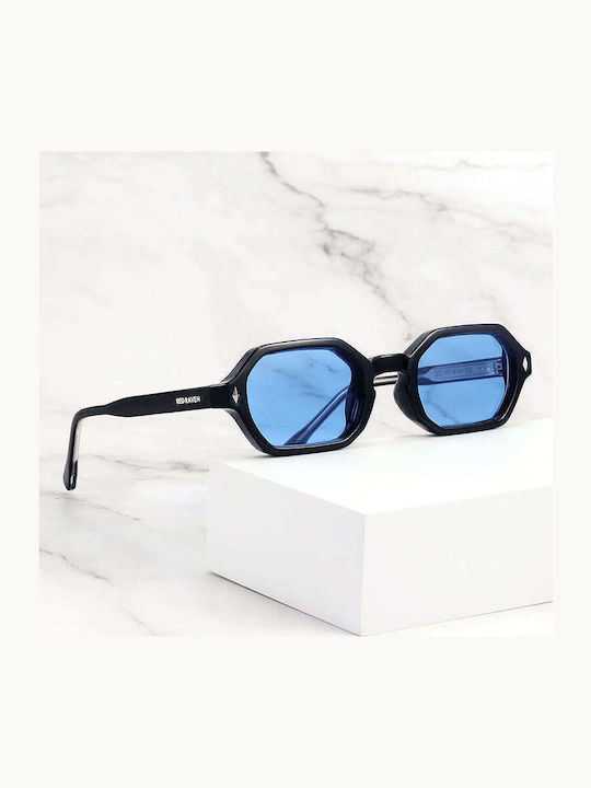 Red Raven Jackie Unisex Γυαλιά Ηλίου με Μαύρο Κοκκάλινο Σκελετό και Γαλάζιο Φακό